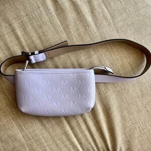 Michael Kors Logo Pattern Lilac Lavender Purple 8x5" Leather Belt Bag | Size S/M